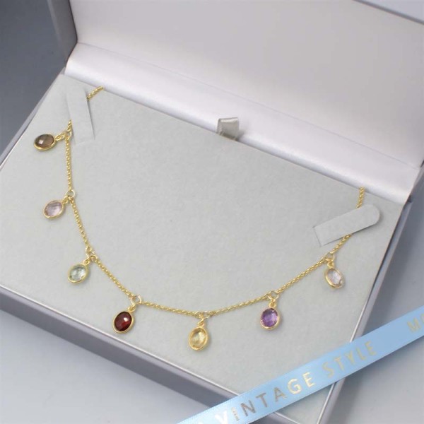 Athena Multi Gem Gold Station Summer Necklace UK